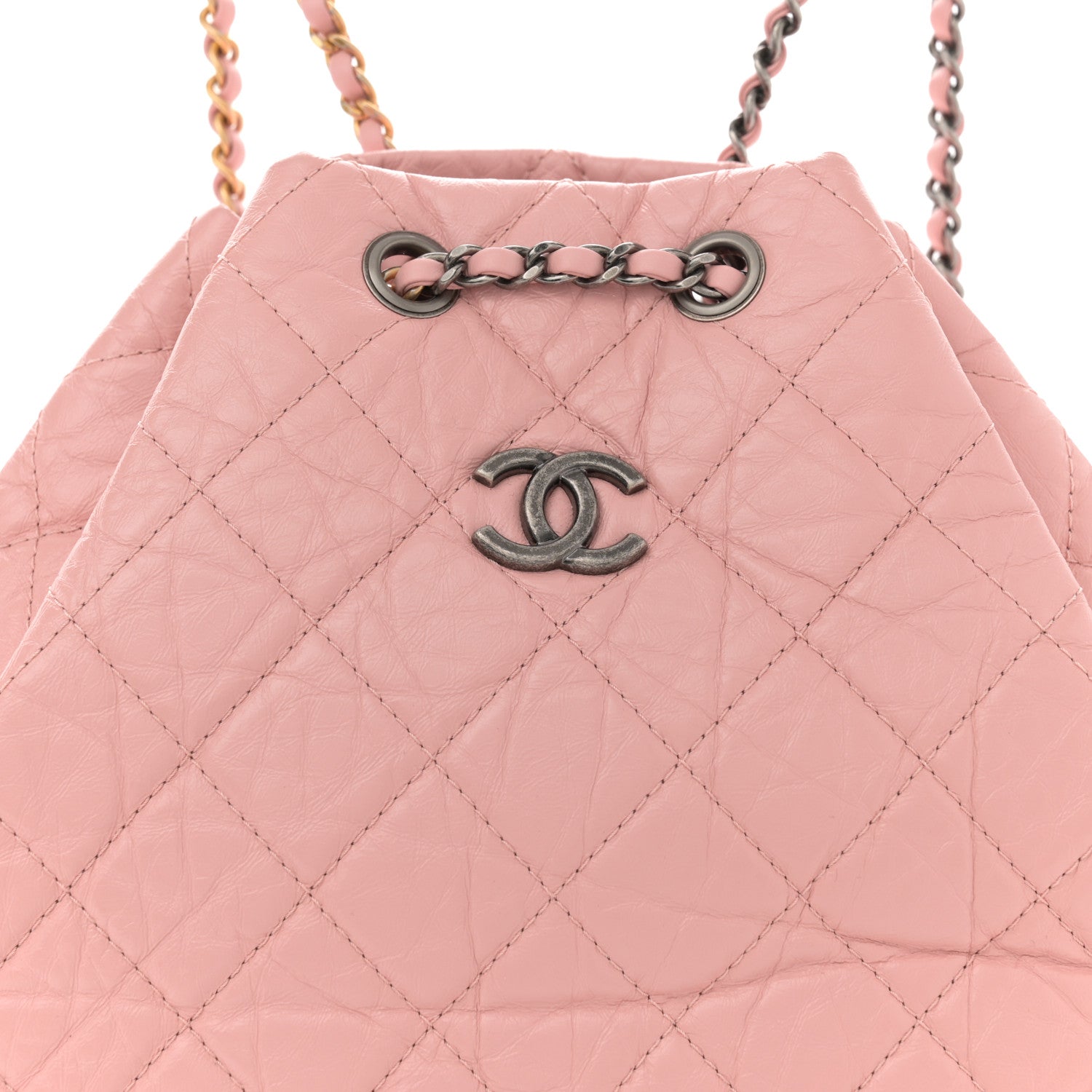 Chanel Aged Calfskin Quilted Gabrielle Backpack Light Pink 8 of 10