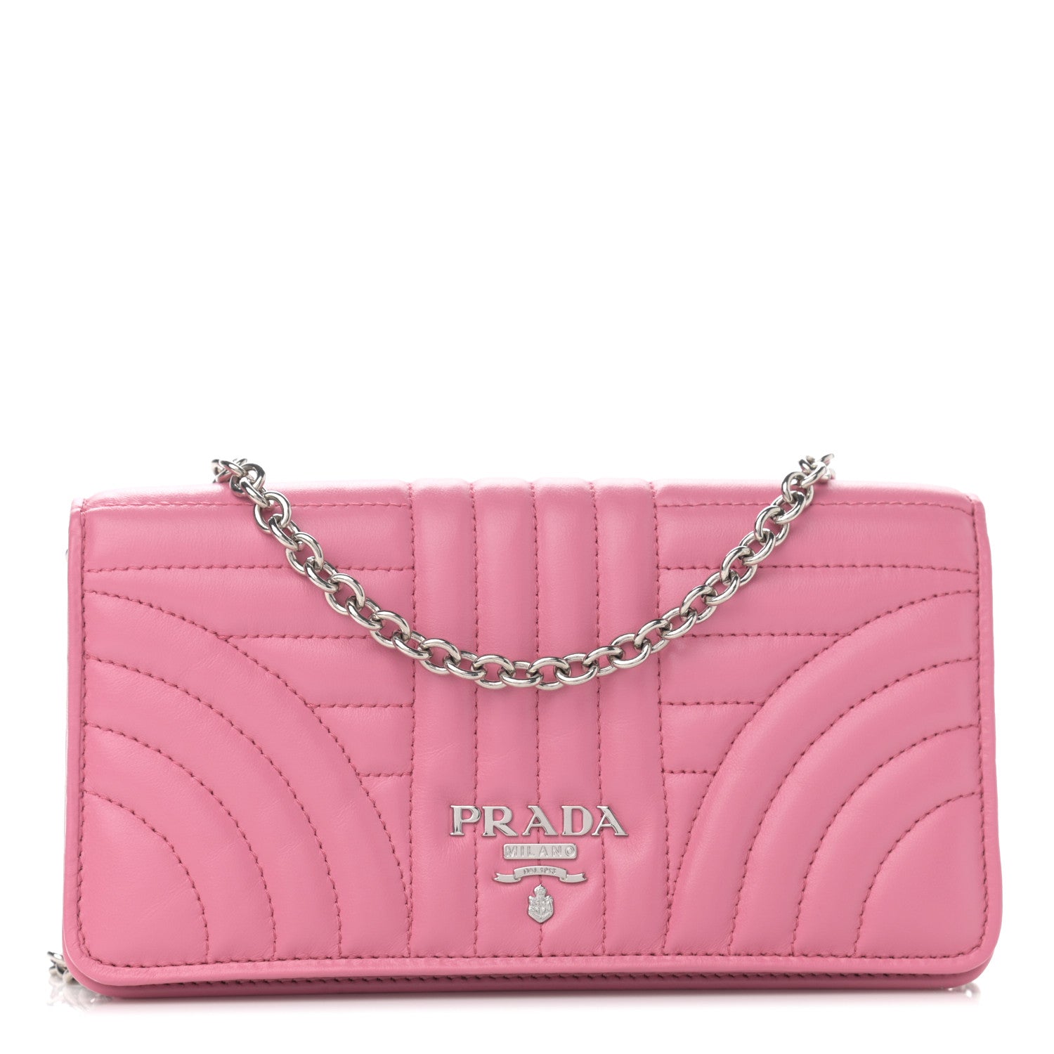 Prada Soft Calfskin Impunture Diagramme Chain Wallet Begonia 1 of 11