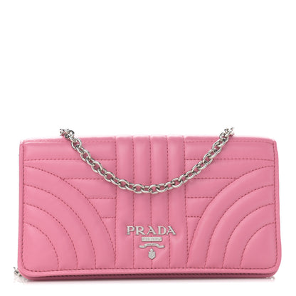 Prada Soft Calfskin Impunture Diagramme Chain Wallet Begonia 1 of 11