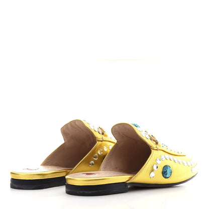Gucci Metallic Nappa Crystal Womens Princetown Slippers 37 Gold 4 of 10