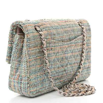 Chanel Tweed Quilted Medium Double Flap Blue Multicolor 3 of 14