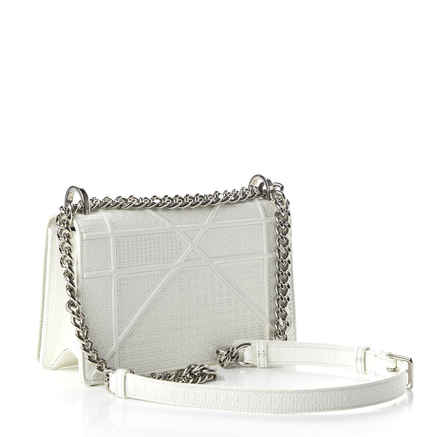 Patent Micro-Cannage Small Diorama Flap Bag White