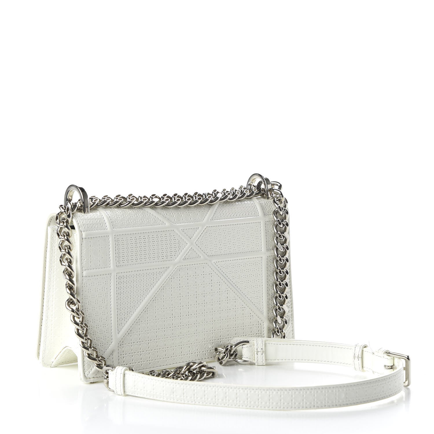 Christian Dior Patent Micro-Cannage Small Diorama Flap Bag White 3 of 9