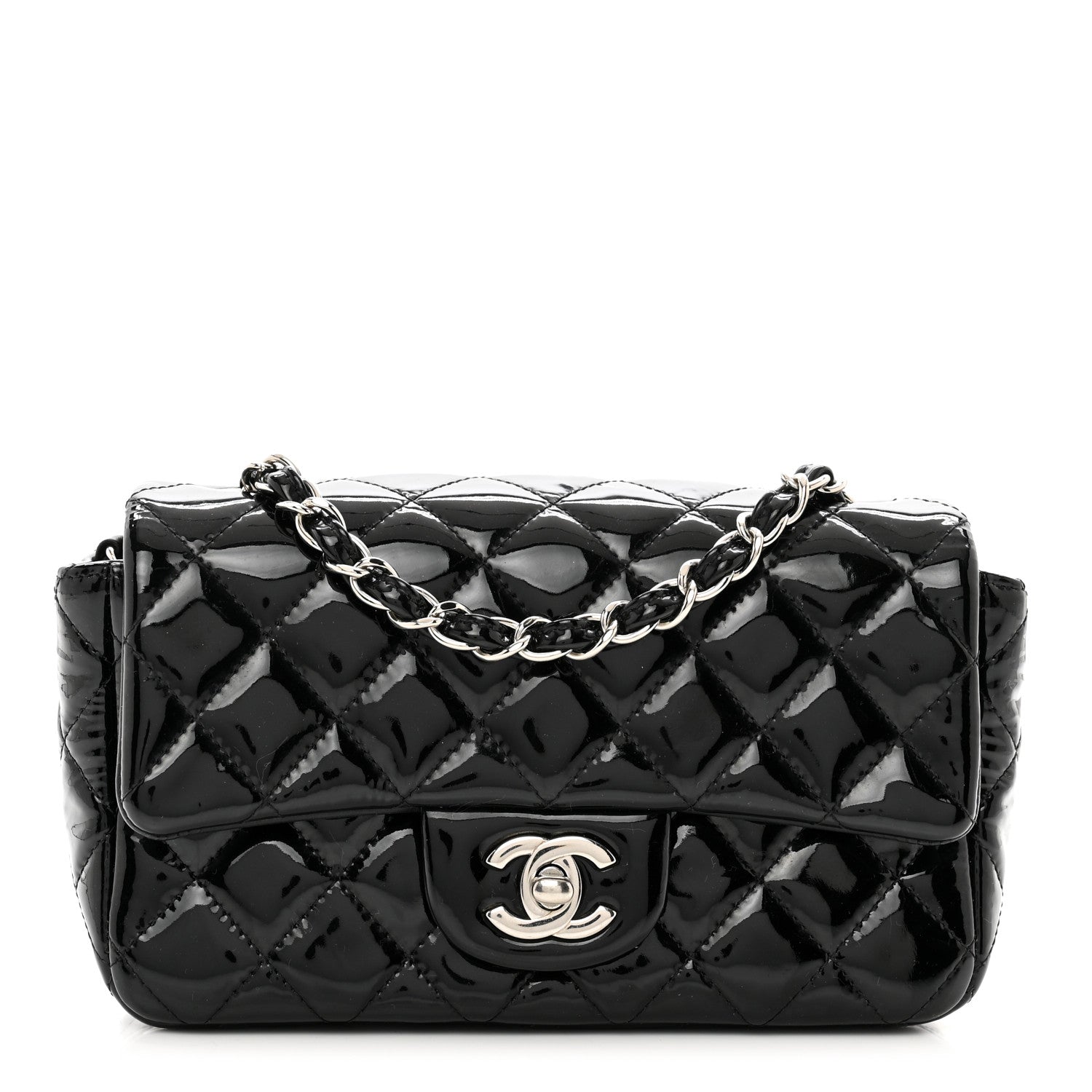 Chanel Patent Calfskin Quilted Mini Rectangular Flap Black 1 of 10