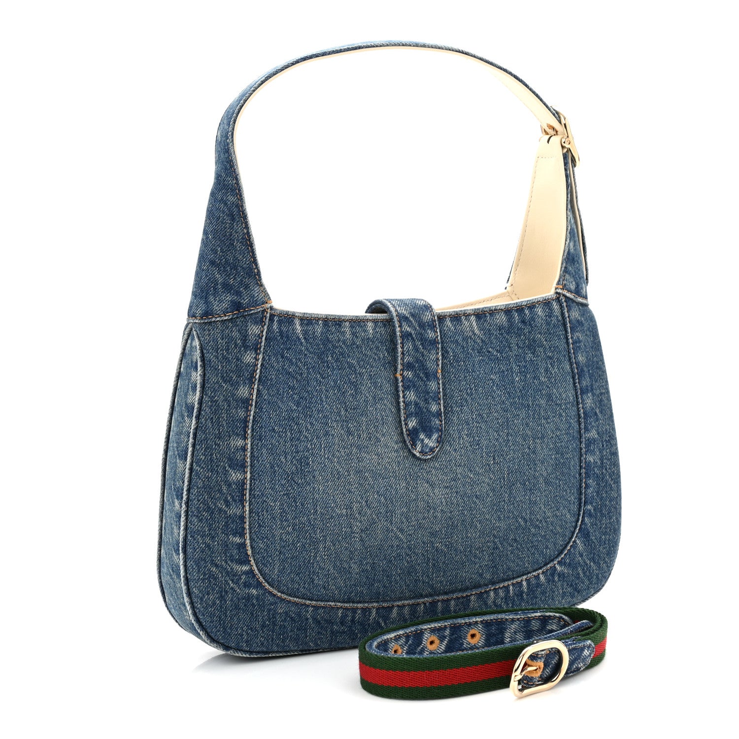 Gucci Denim Small Jackie Shoulder Bag Blue Denim 3 of 10