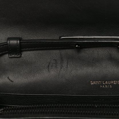 Saint Laurent Patent Matelasse Chevron Monogram Chain Wallet Black 13 of 18