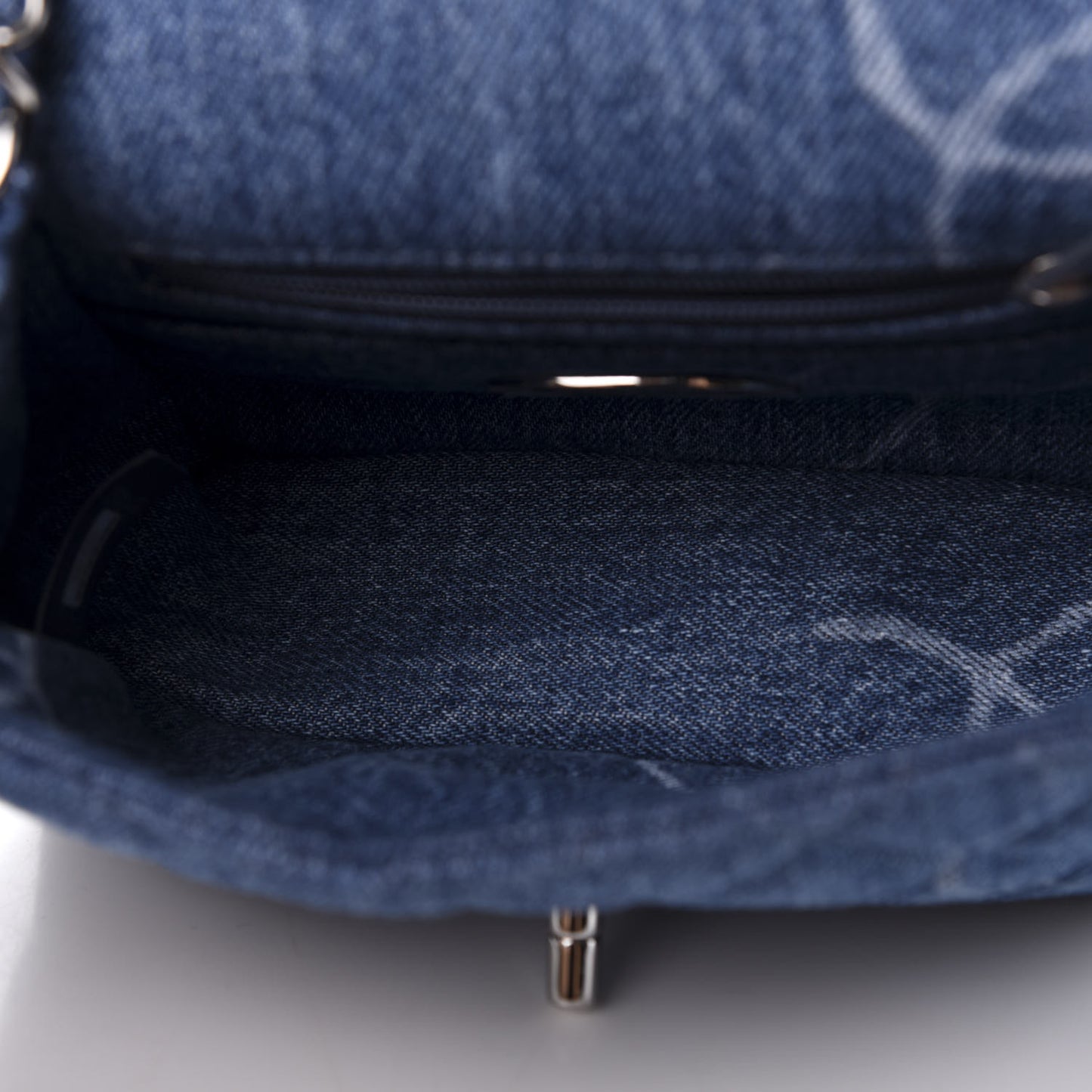 Denim CC Quilted Mini Square Flap Blue