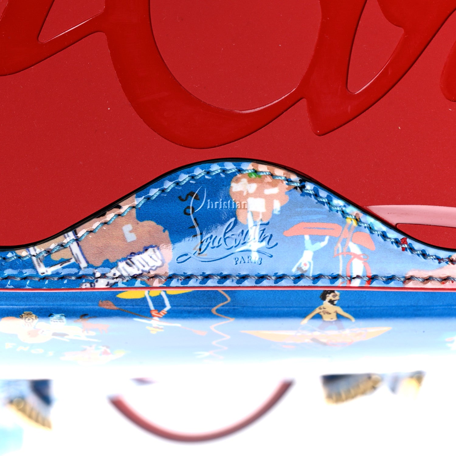 Christian Louboutin Patent Calfskin Small Greekaba Cabata Tote Blue 11 of 12