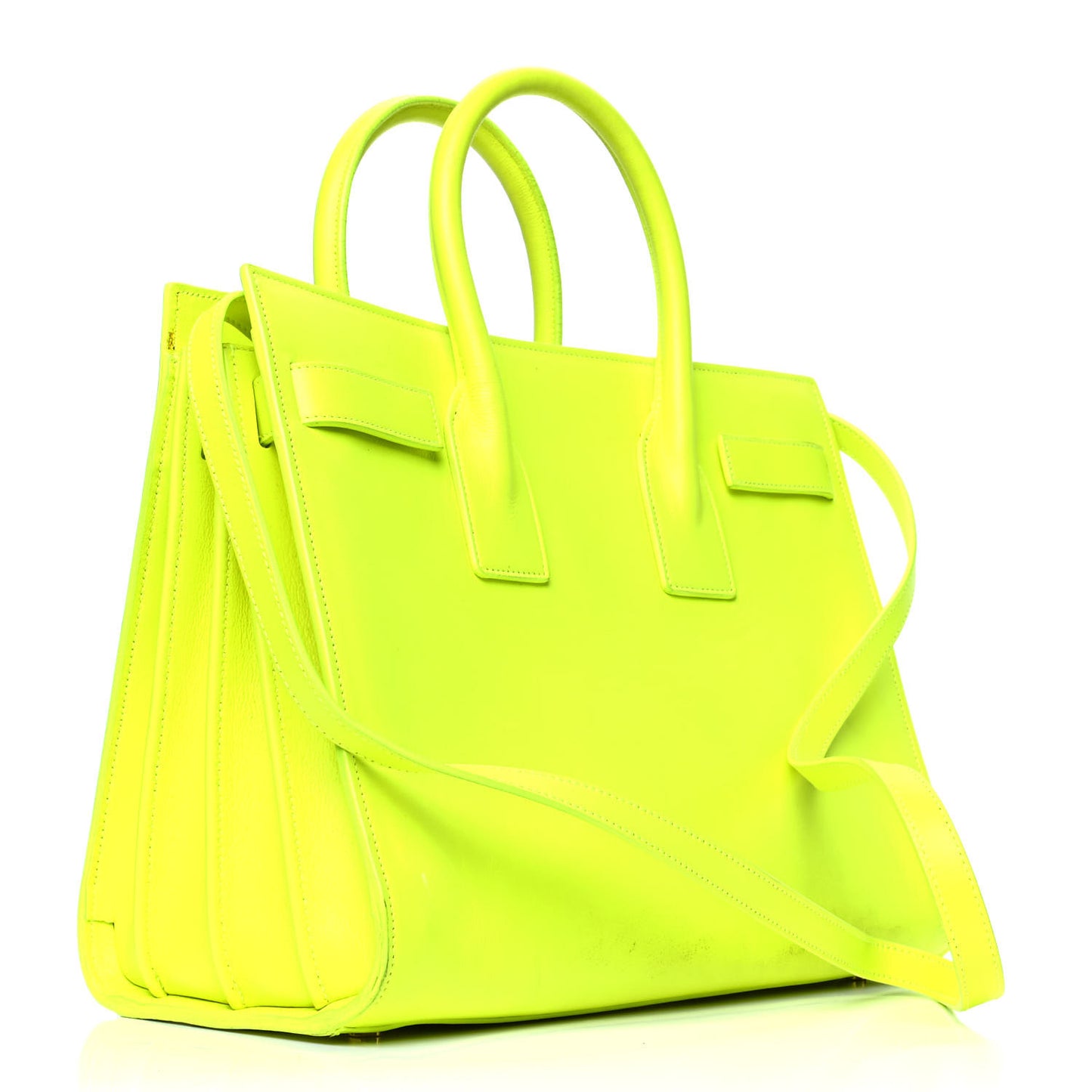 Calfskin Small Sac De Jour Bag Neon Yellow