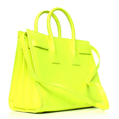 Saint Laurent Calfskin Small Sac De Jour Bag Neon Yellow 3 of 16