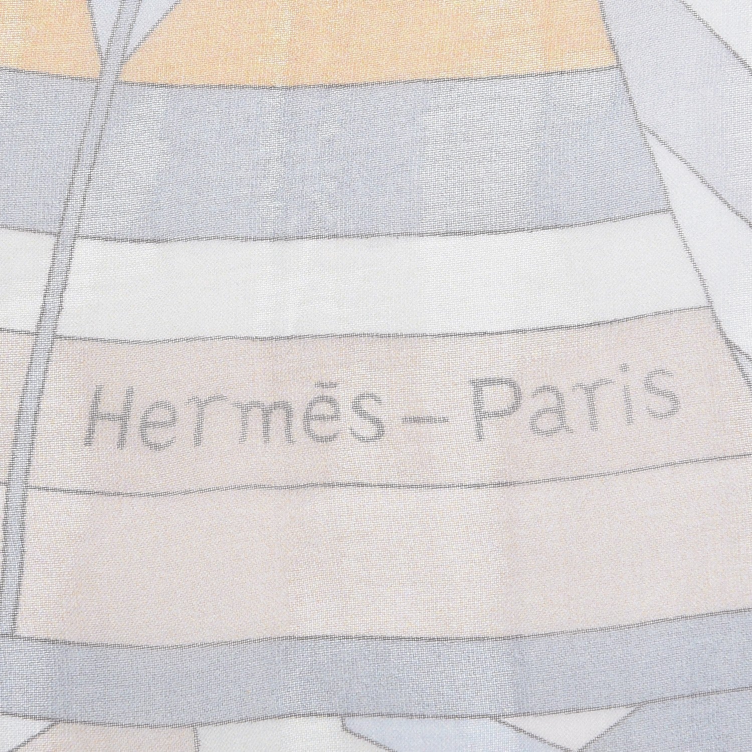 Hermes Mousseline Silk Rose De Compas Stole Scarf Bleu Glacier Beige Gris 5 of 7