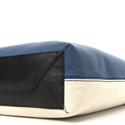 Celine Canvas Calfskin Large Twisted Cabas Beige Blue 9 of 9