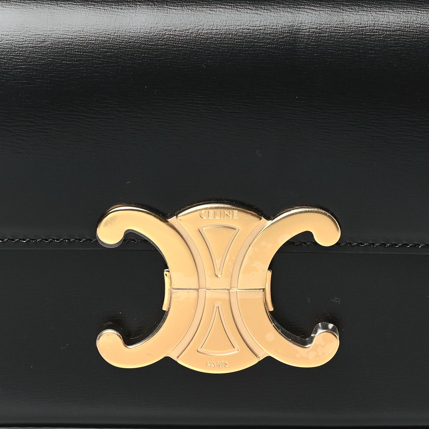 Shiny Calfskin Triomphe Shoulder Bag Black