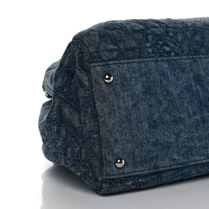 Chanel Denim Camellia Embroidered Large Just Mademoiselle Blue 10 of 11