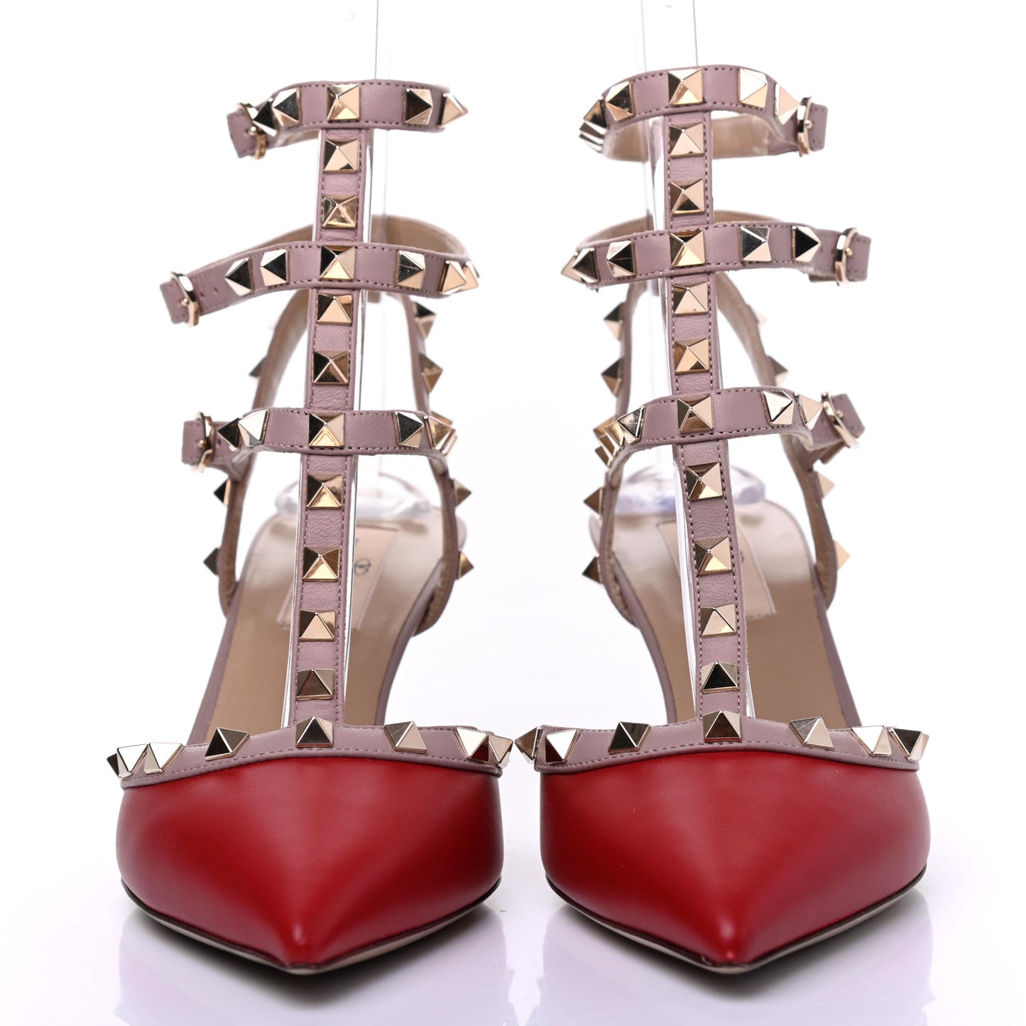 Nappa Rockstud Ankle Strap 65mm Pumps 38.5 Rosso Valentino Poudre