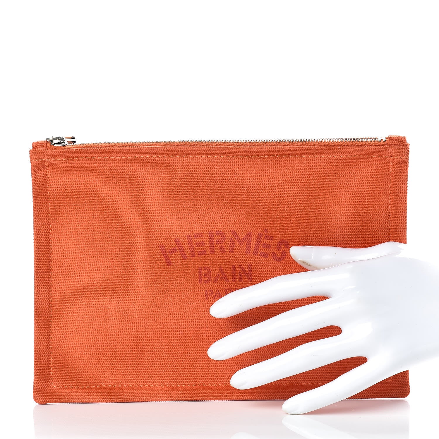 Hermes Toile Flat Yachting Pouch PM Orange 2 of 6