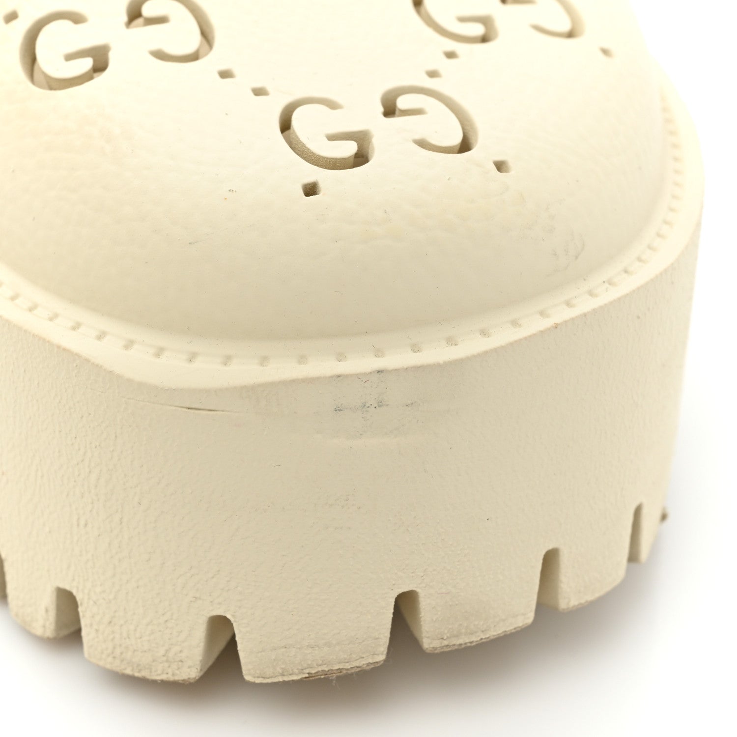 Gucci Rubber GG Monogram Perforated Elea Platform 55mm Lug Sole Sandals 39 Mystic White 10 of 16