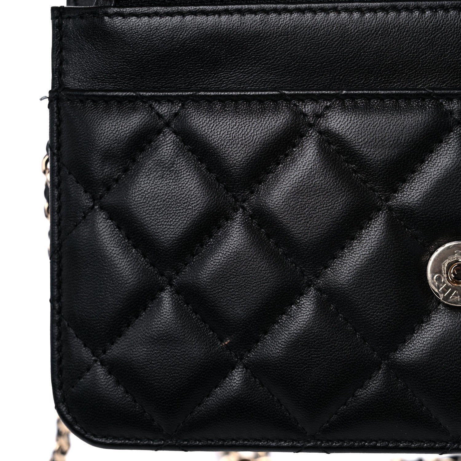 Chanel Lambskin Quilted Chain Around Wallet On Chain WOC Black 14 of 15