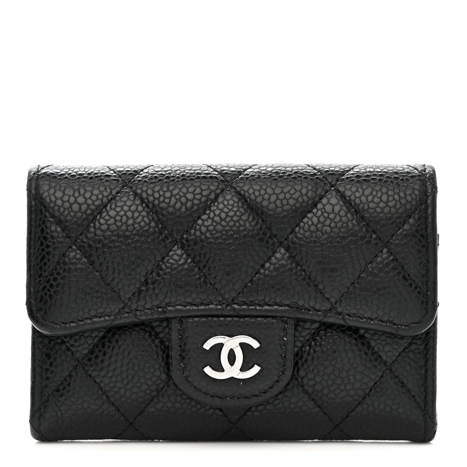 Chanel Caviar Quilted Flap Card Holder Wallet Black 1 of 8