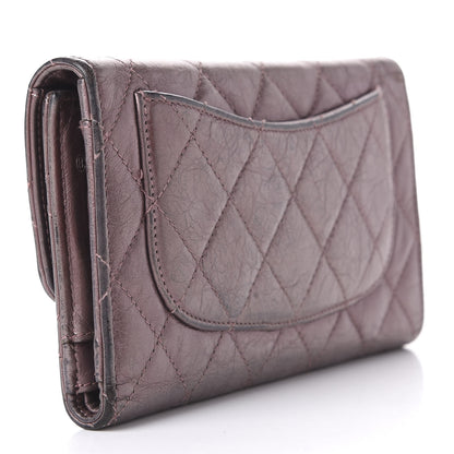Chanel Metallic Aged Calfskin Quilted 2.55 Reissue Wallet Dark Pink 3 of 16