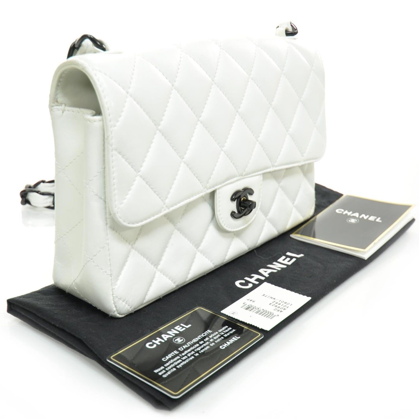 Lambskin Medium Flap w Bekko Resin Chain White