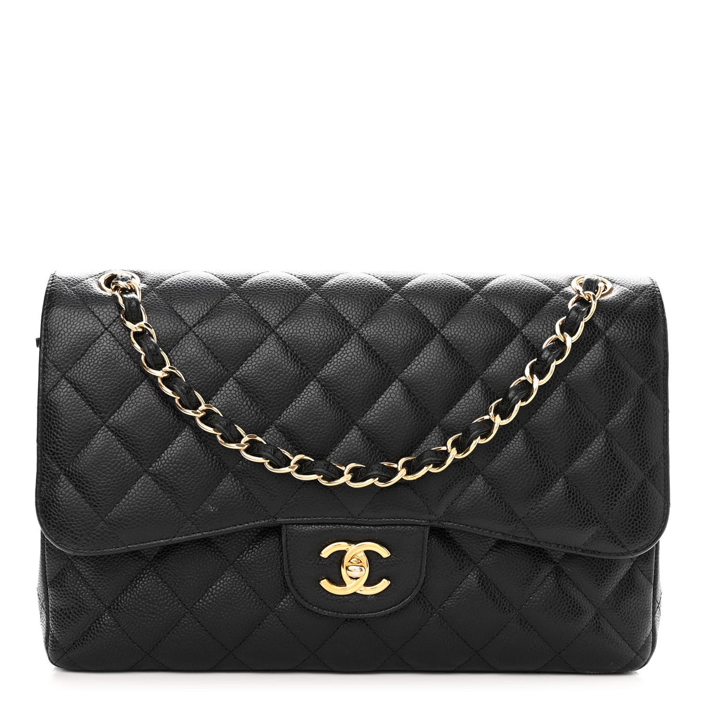 Caviar Quilted Jumbo Double Flap Black
