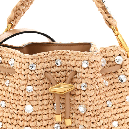 Jimmy Choo Raffia Woven Crystal Small Cinch Bag Natural 8 of 10