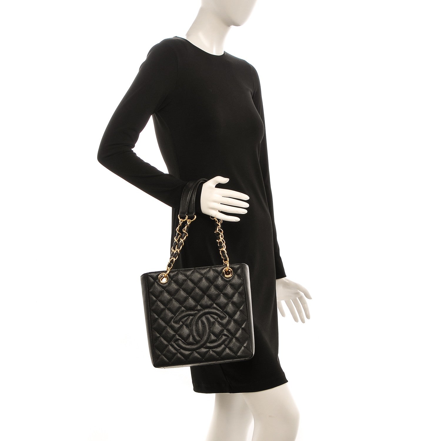 Chanel Caviar Quilted Petit Shopping Tote PST Black 2 of 8