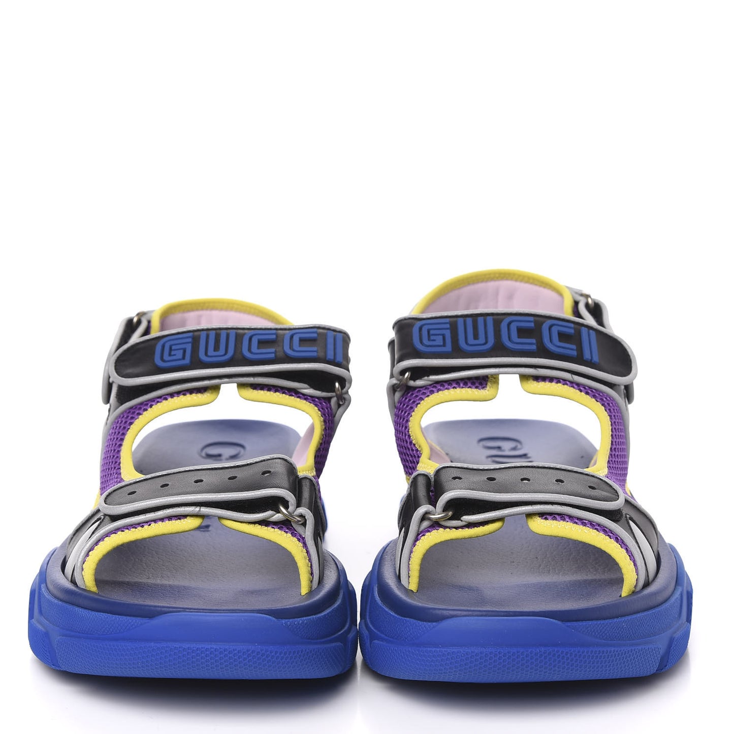 X SEGA Calfskin Mesh Mens Aguru Sandals 12 Black Blue Purple