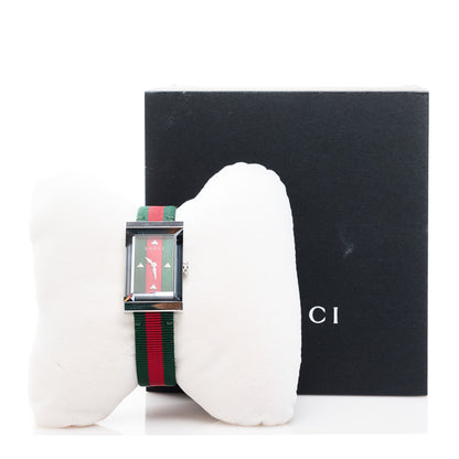 Gucci Stainless Steel Nylon Mother of Pearl 21mm Web G-Frame Quartz Watch Green 4 of 4