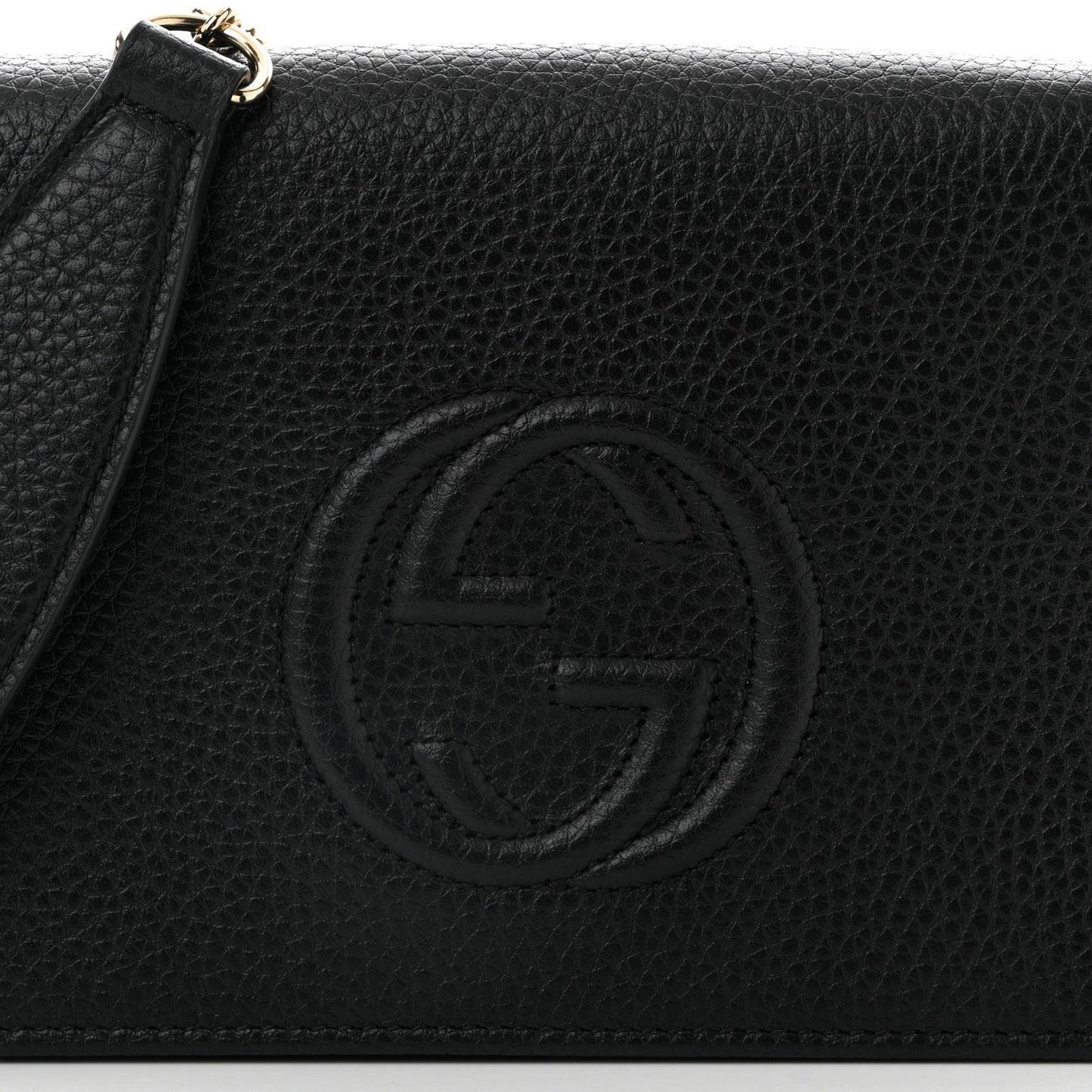 Pebbled Calfskin Soho Wallet On Chain Black