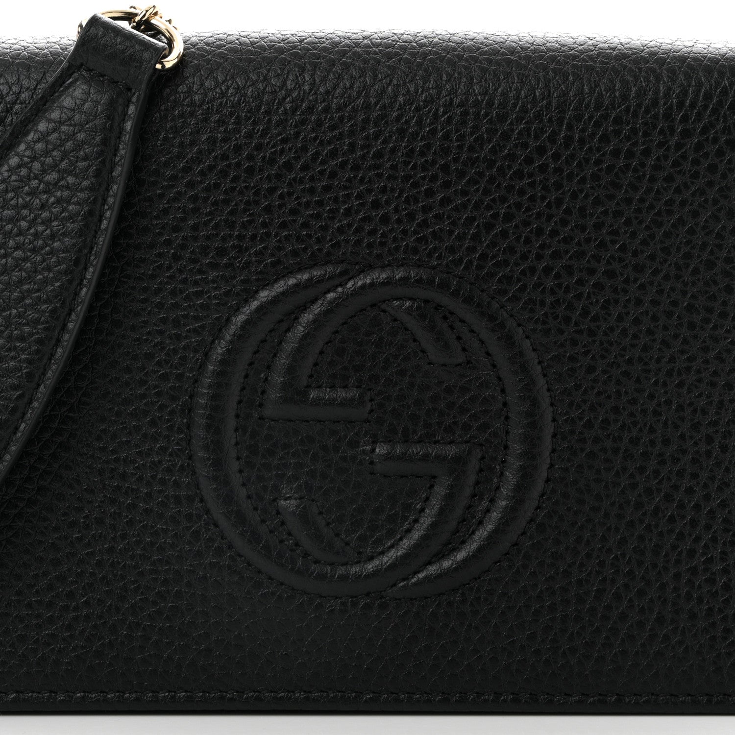 Gucci Pebbled Calfskin Soho Wallet On Chain Black 7 of 9