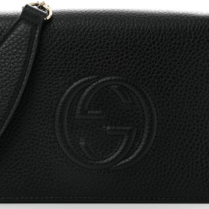 Gucci Pebbled Calfskin Soho Wallet On Chain Black 7 of 9