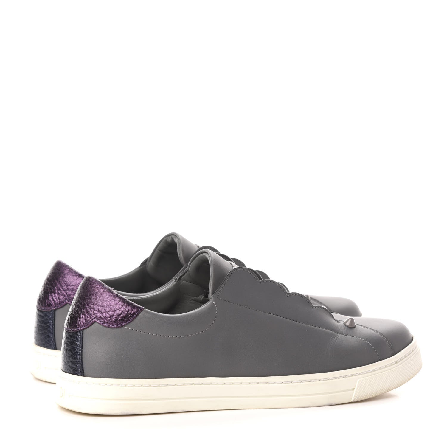 Fendi Vitello Lurex Rockoclick Slip On Sneakers 36 Alga Amarone Blueberry Multicolor 5 of 9
