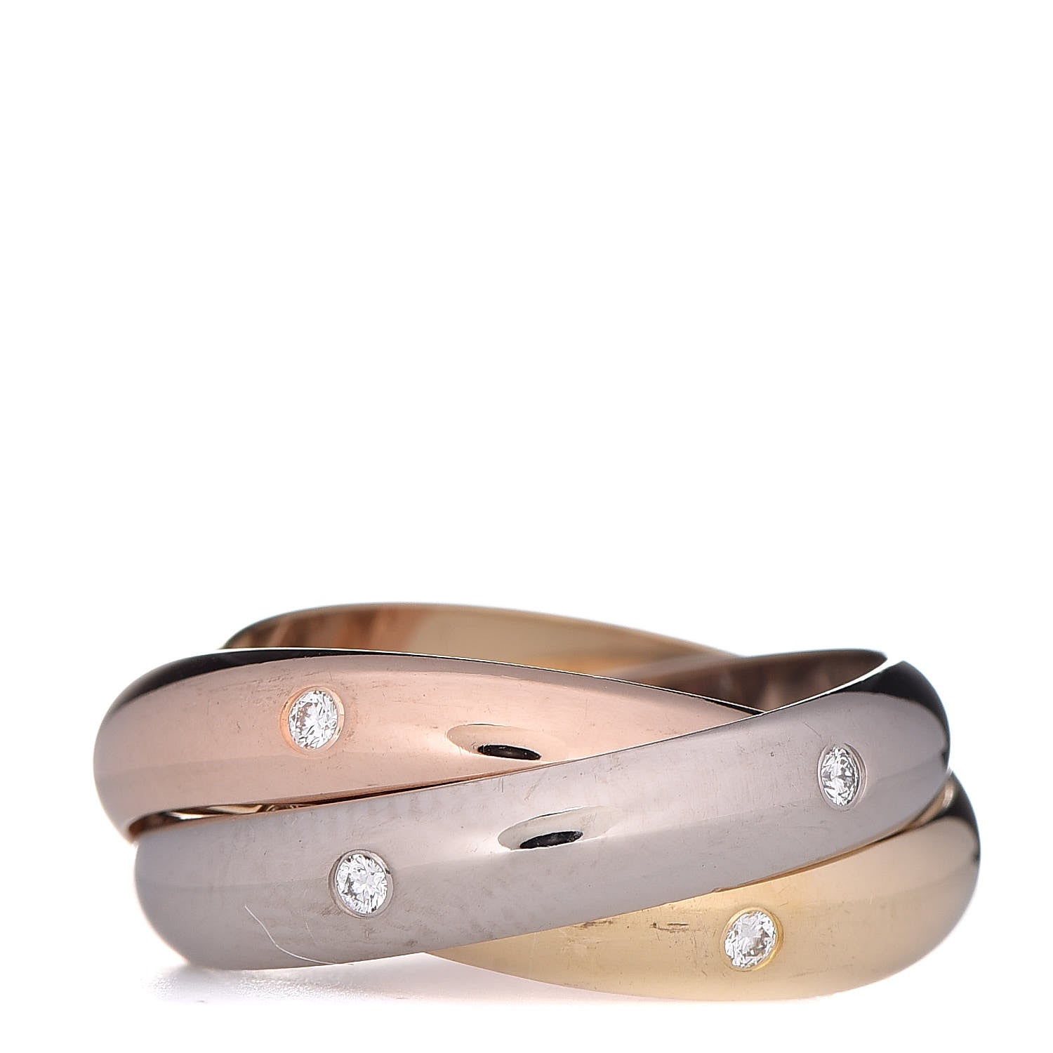 Cartier 18K Pink Yellow White Gold Diamond Trinity Ring 52 6 3 of 6