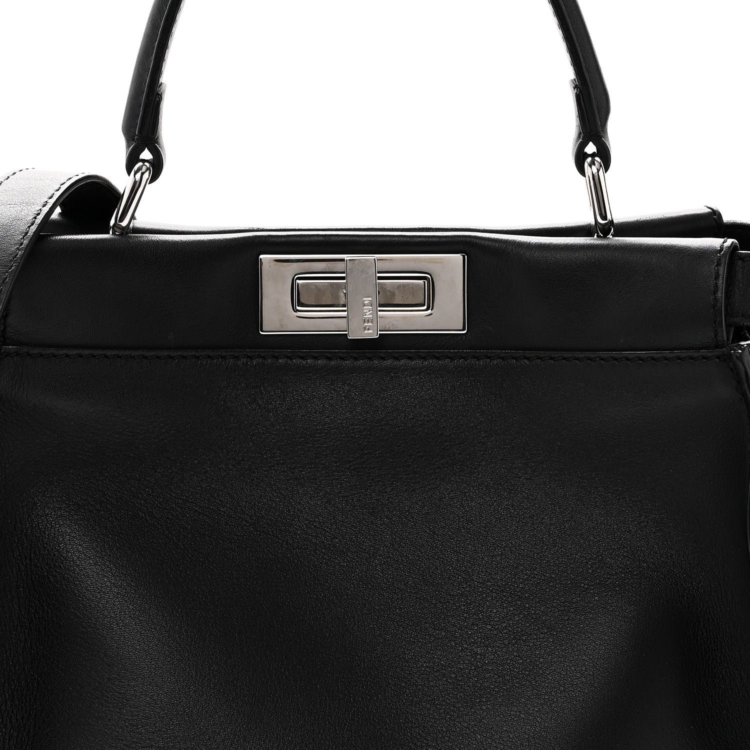 Fendi Vitello Seta Snakeskin Crocodile Monster Eyes Medium Peekaboo Iconic Satchel Black Girasole 8 of 10