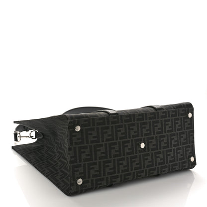 Fendi Recycled Fabric Jacquard Vitello Astro FF 1974 Shopping Tote Asfalto Black 4 of 8