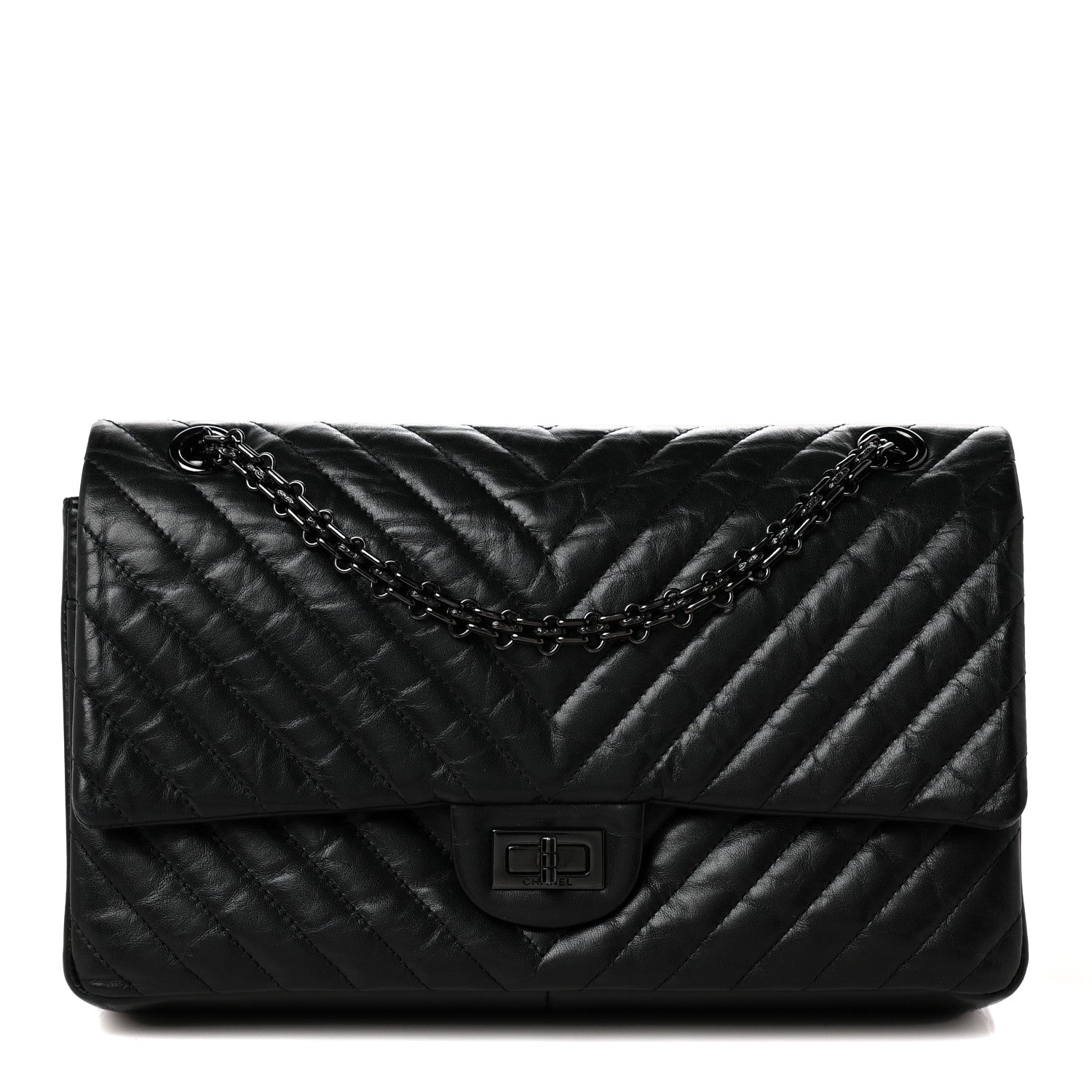 Chanel Aged Calfskin Chevron Quilted 2.55 Reissue 226 So Black 1 of 10