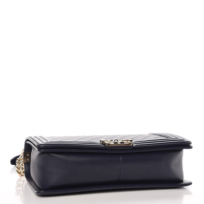 Chanel Lambskin Quilted New Medium Boy Flap Dark Navy Blue 4 of 7