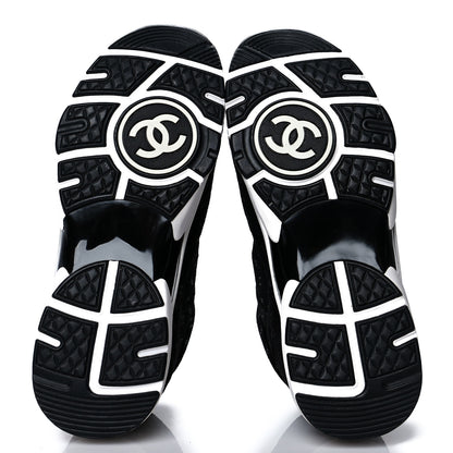Chanel Suede Calfskin Printed CC Sneakers 37 Black 5 of 8