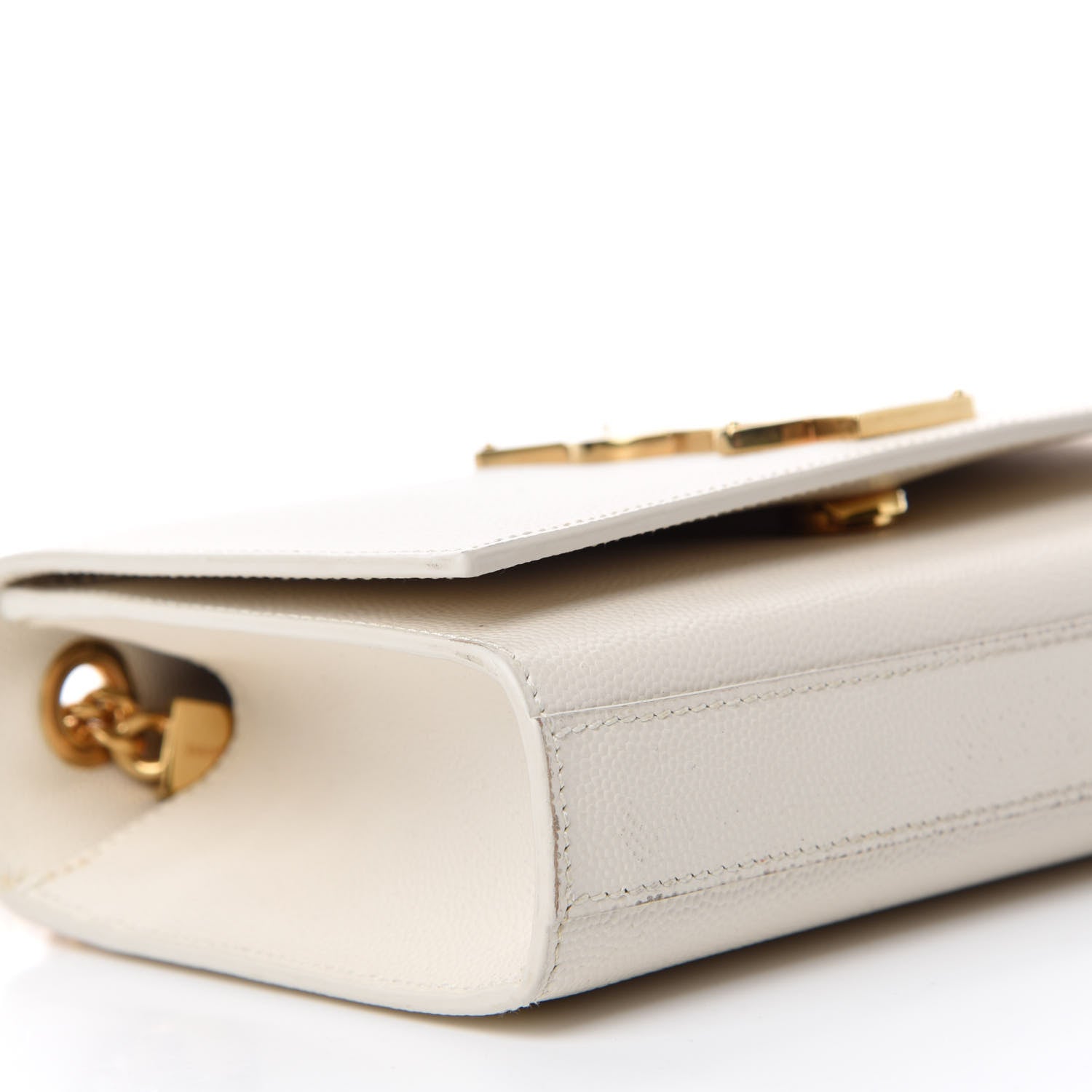 Saint Laurent Grain De Poudre Small Monogram Kate Satchel Optical White 6 of 11