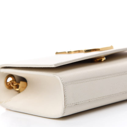 Saint Laurent Grain De Poudre Small Monogram Kate Satchel Optical White 6 of 11