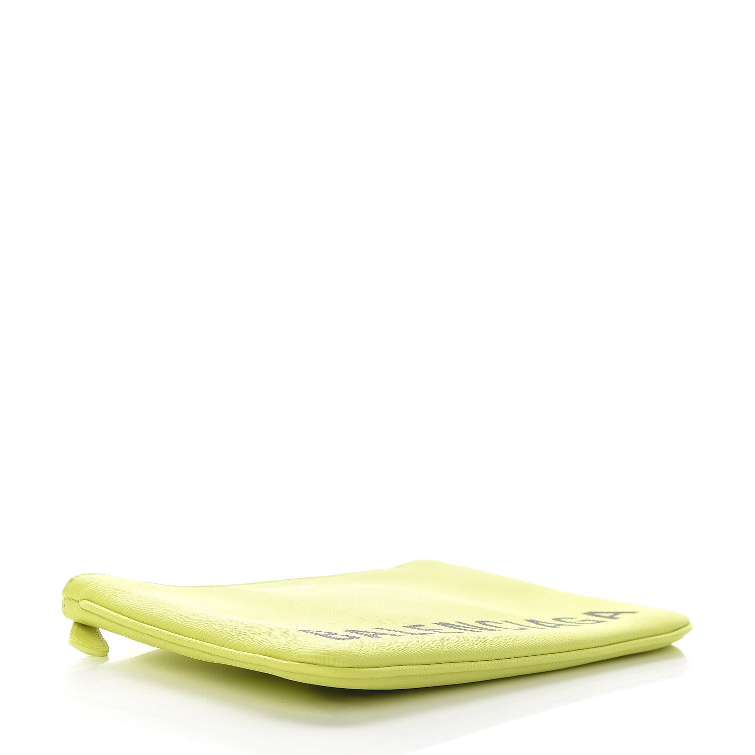 Balenciaga Grained Calfskin Logo Ville Zip Pouch M Acid Green Black 4 of 9