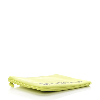 Balenciaga Grained Calfskin Logo Ville Zip Pouch M Acid Green Black 4 of 9
