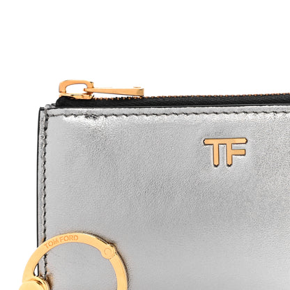 Tom Ford Metallic Calfskin Key Pouch Silver 7 of 10
