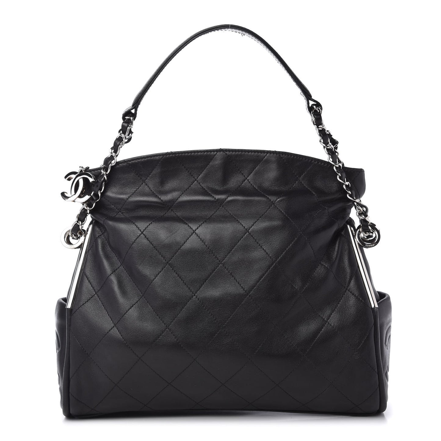 Lambskin Stitched Medium Ultimate Soft Tote Black