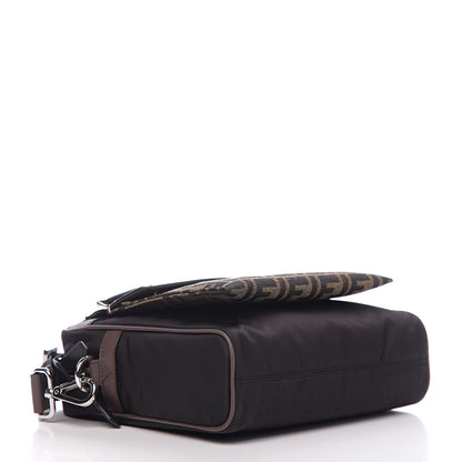 Fendi Nylon Fabric Jacquard Chamois FF 1974 East West Messenger Black Nuvola 3 of 9