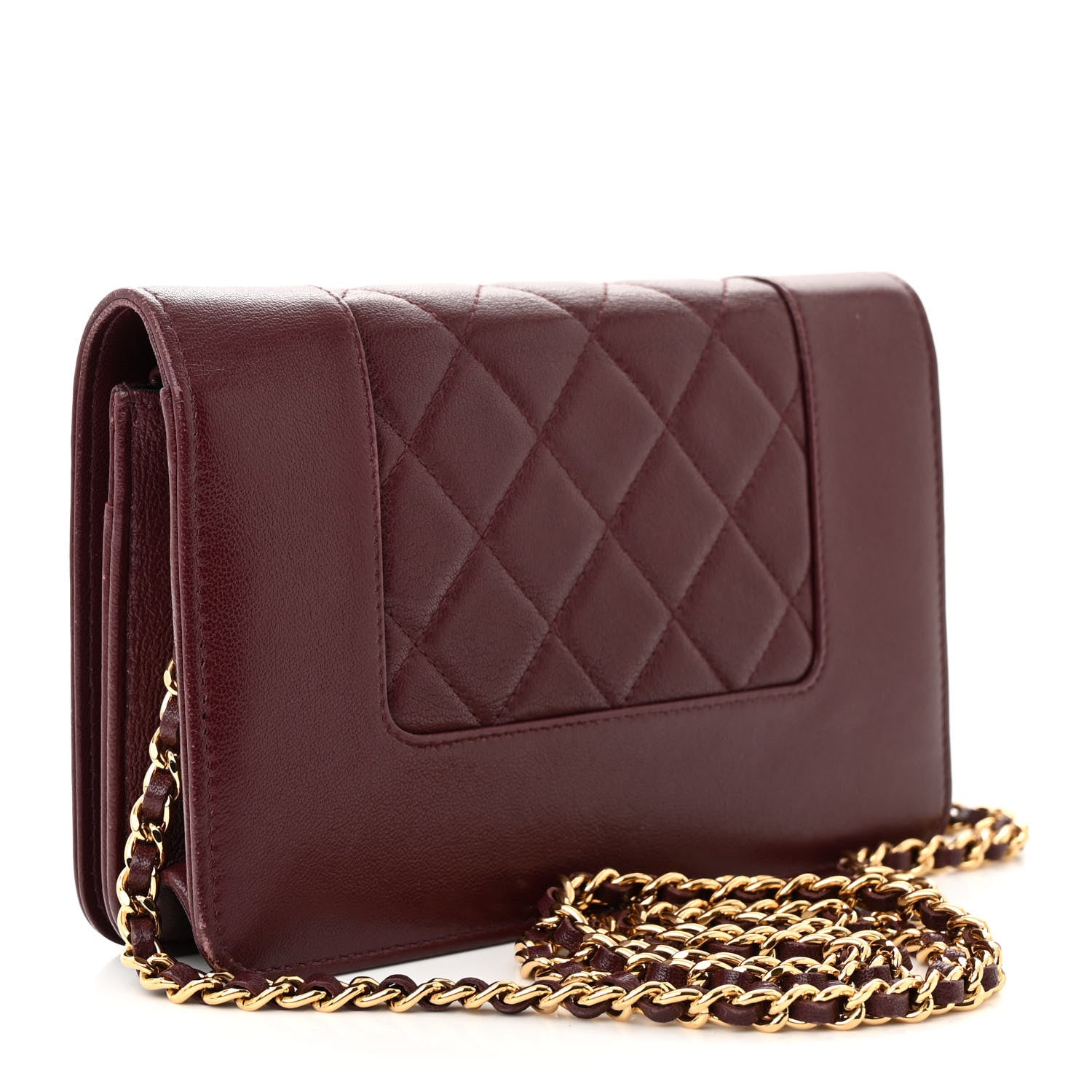 Chanel Sheepskin Quilted Mademoiselle Vintage Wallet On Chain WOC Burgundy 3 of 13