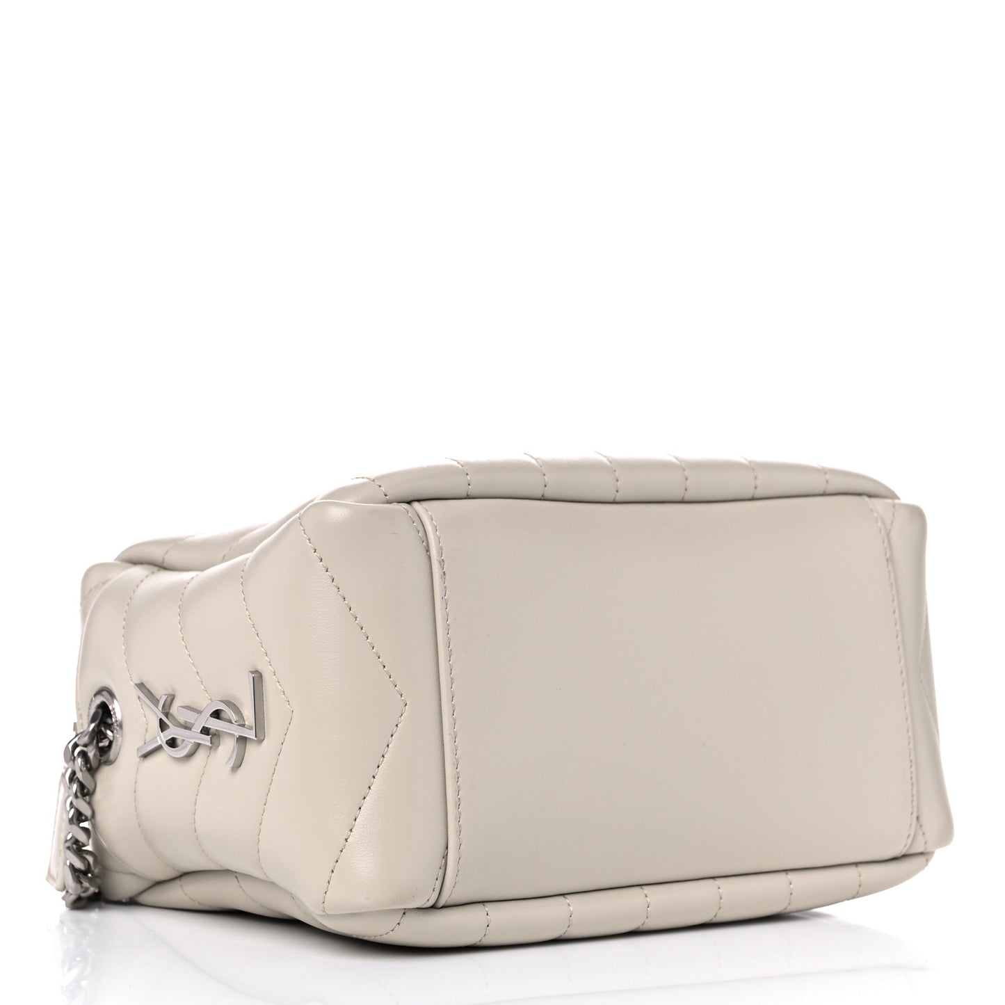 Calfskin Y Quilted Monogram Small Loulou Bowling Bag Ivory
