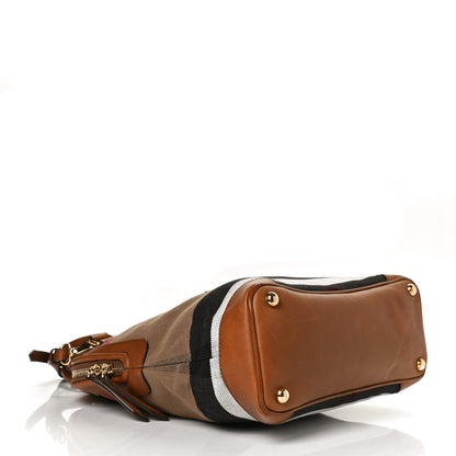 Burberry Canvas Mega Check Calfskin Medium Bloomsbury Saddle Brown 4 of 15